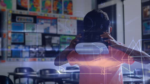 Boy Engaging with Virtual Reality in Classroom Technology