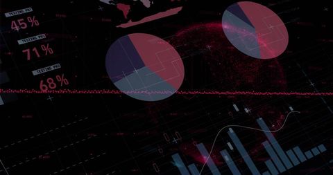 Financial data dashboard with global infographic elements