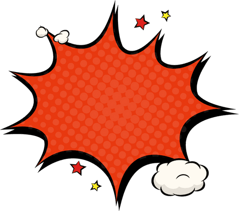 Red comic style explosion with transparent background