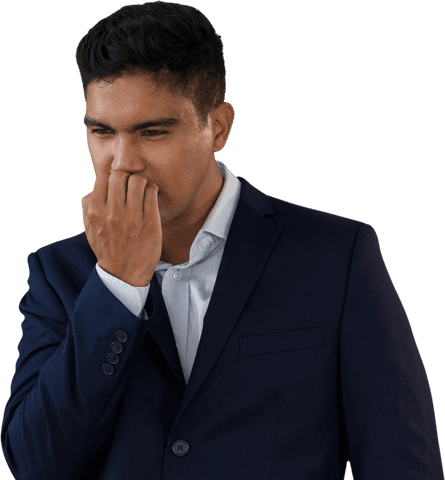 Worried Businessman Transparent Isolated on White Background