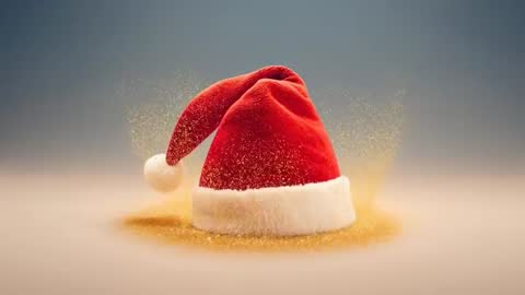 Santa Hat Halo Loop with Golden Glitter Swirls for Festive Holiday Campaigns