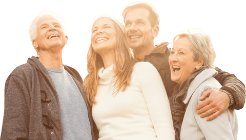 Happy Caucasian Family Laughing on Transparent Background