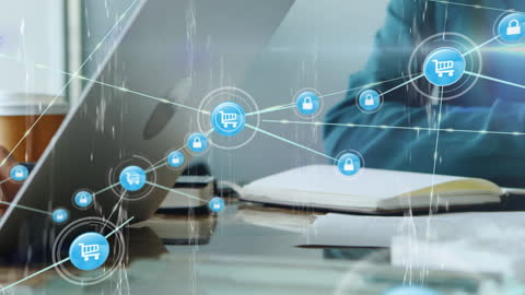 Digital Connection Network Over Modern Workspace