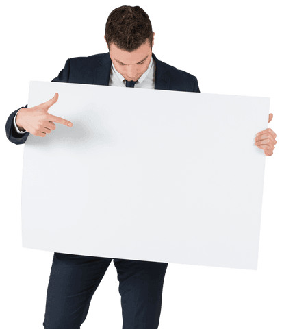 businessman presenting blank card on transparent background - Download Free Stock Videos Pikwizard.com