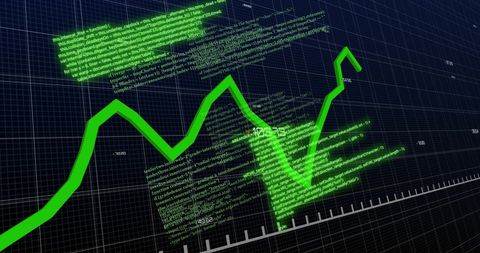 Green Financial Data Chart with Technological Overlay - Download Free Stock Images Pikwizard.com