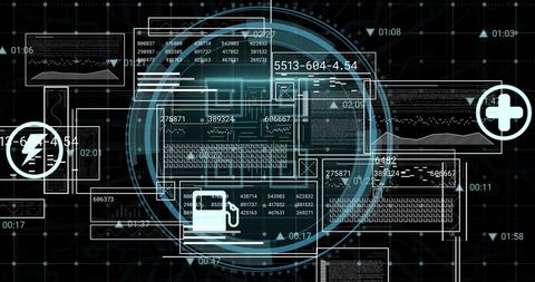 Futuristic interface displaying data processing