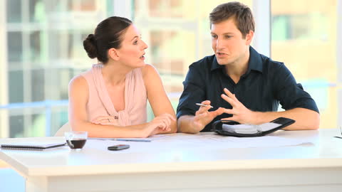 Business Colleagues Having Discussion at Office Desk