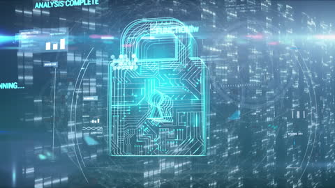 Digital Protection Futuristic Padlock Technology Concept
