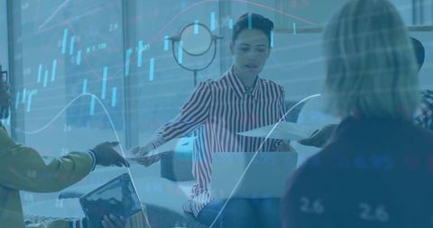 Financial Data Processing with Diverse Business Team at Office