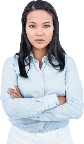 serious asian woman with crossed arms on transparent background - Download Free Stock Videos Pikwizard.com