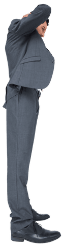Caucasian Businessman Stretching on Transparent Background