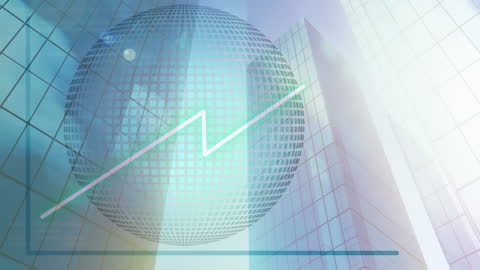 Global Finance Statistics Overlay on Modern Buildings
