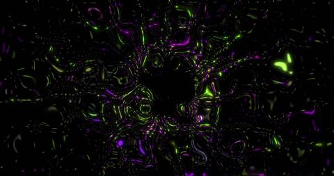 Abstract neon liquids in motion with dark void center