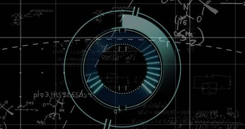 Futuristic Interface with Central HUD and Chemical Sketches - Download Free Stock Images Pikwizard.com