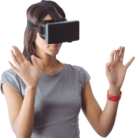 Woman Using VR Headset on Transparent Background - Download Free Stock Videos Pikwizard.com