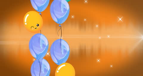 Colorful Balloons on Sparkling Orange Background for Celebrations