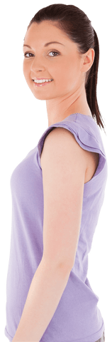 smiling young woman posing in purple tank top - Download Free Stock Videos Pikwizard.com