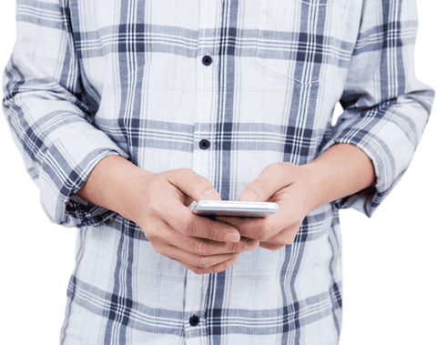 Transparent Shirt-Clad Man Texting on Mobile Device - Download Free Stock Videos Pikwizard.com