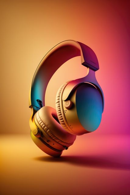 Close up of colorful headphones on yellow and pink background created using generative ai technology - Download Free Stock Photos Pikwizard.com