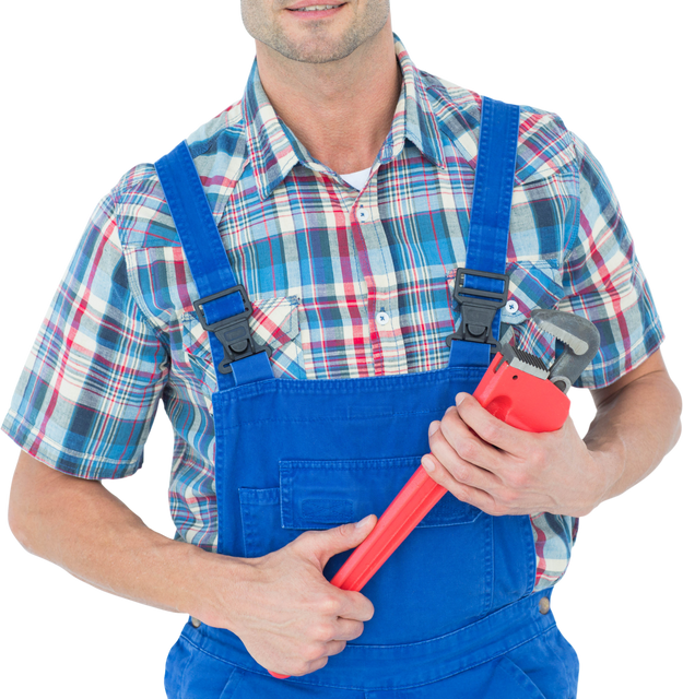 Transparent Plumber with Monkey Wrench in Blue Overalls - Download Free Stock Videos Pikwizard.com