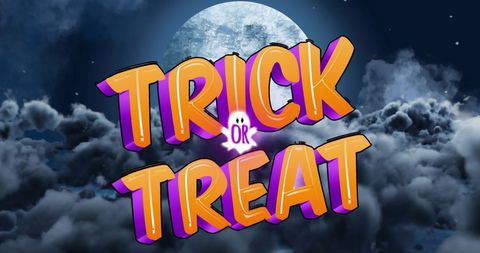 Halloween 'Trick or Treat' Text with Full Moon Background - Download Free Stock Images Pikwizard.com