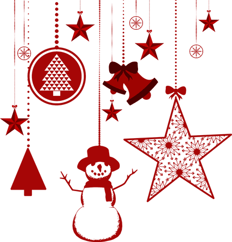 Transparent Hanging Red Christmas Decorations with Stars and Bells - Download Free Stock Videos Pikwizard.com