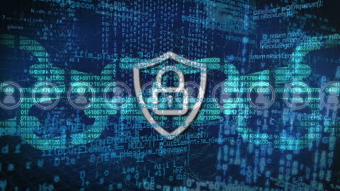 Digital Security Background with Blockchain and Padlock