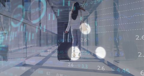 Businesswoman Travelling with Digital Financial Data Overlay - Download Free Stock Images Pikwizard.com