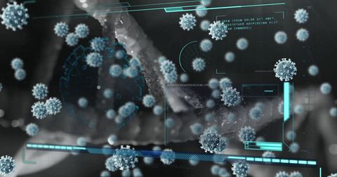 Digital Visualization of Virus Cells and Biological Data Interfaces - Download Free Stock Images Pikwizard.com