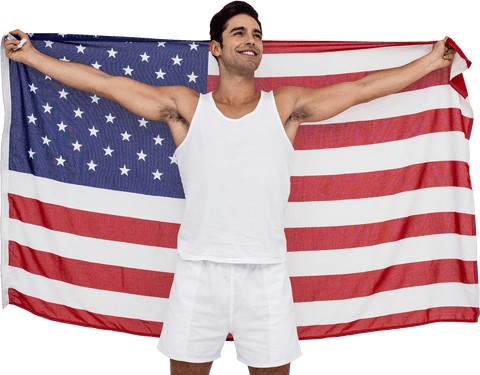 confident male athlete celebrating with american flag in white attire - Download Free Stock Videos Pikwizard.com