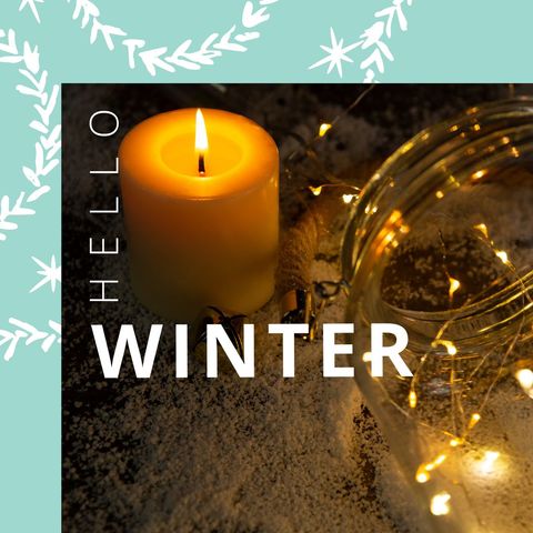 hello winter candle and pine cones festive display - Download Free Stock Templates Pikwizard.com