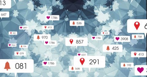 Floating Social Media Icons on Abstract Geometric Pattern Background - Download Free Stock Images Pikwizard.com