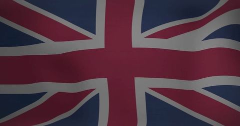 United Kingdom Flag Waving Against Plain Background