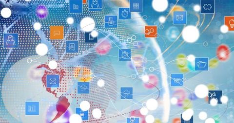 Global Network with Tech Icons and Digital Data Concepts - Download Free Stock Images Pikwizard.com