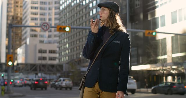 Young Man Smoking Pipe on Urban City Street - Download Free Stock Images Pikwizard.com