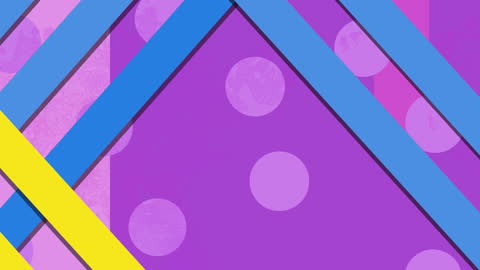 Vibrant Abstract Stripes on Violet Background with Polka Dots