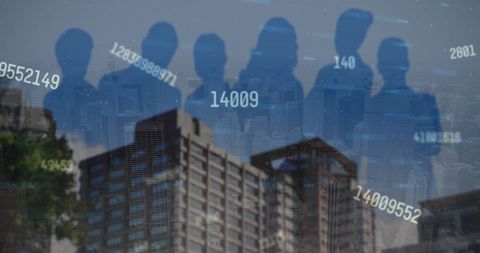 Collaboration Amid Cityscape and Financial Data Projections - Download Free Stock Images Pikwizard.com