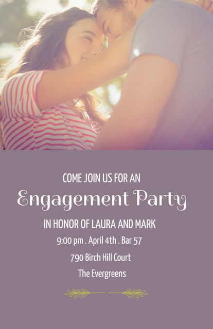 Sunny Outdoor Engagement Party Invitation with Couple Embrace - Download Free Stock Templates Pikwizard.com