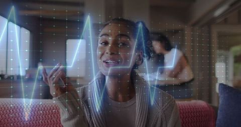 Teen Relaxing at Home with Mother Working in Modern Living Room