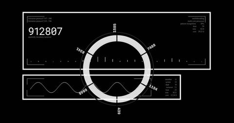 Futuristic Data Analytics Display with Numeric and Graphical Metrics