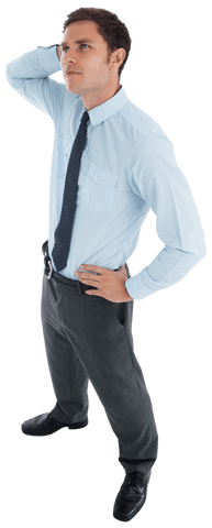 Transparent Thoughtful Businessman Looking Up with Hands on Head - Download Free Stock Videos Pikwizard.com