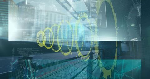 Futuristic augmented reality display in train station