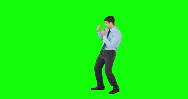 Businessman Boxing Stance Green Screen Background - Download Free Stock Images Pikwizard.com