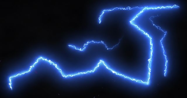 Vibrant Blue Lightning Pulsing Against Dark Background - Download Free Stock Images Pikwizard.com