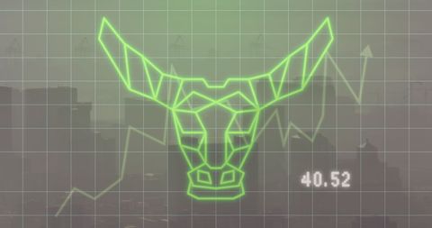 Futuristic Bull Market Concept with Digital Overlay
