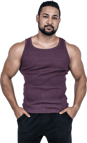 Transparent Background Muscular Man in Sleeveless Shirt
