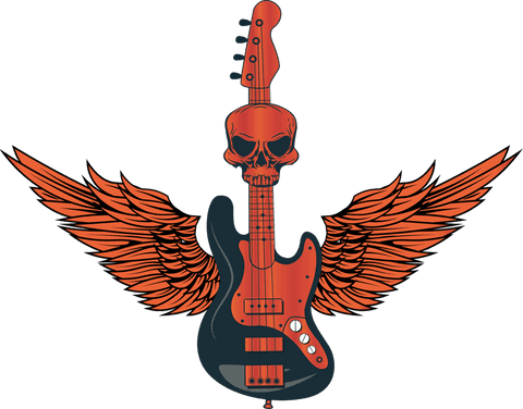 skull guitar transition to wings emblem on transparent background - Download Free Stock Videos Pikwizard.com