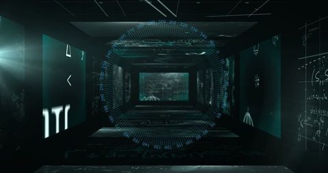 Futuristic Holographic Tunnel with Digital Interface Elements - Download Free Stock Images Pikwizard.com