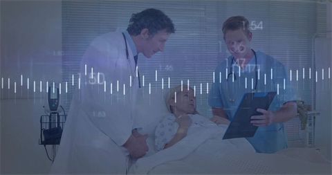 Healthcare Professionals Consulting Hospital Patient with Medical Data