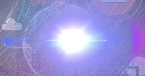 Animated Global Data Network Over Cityscape